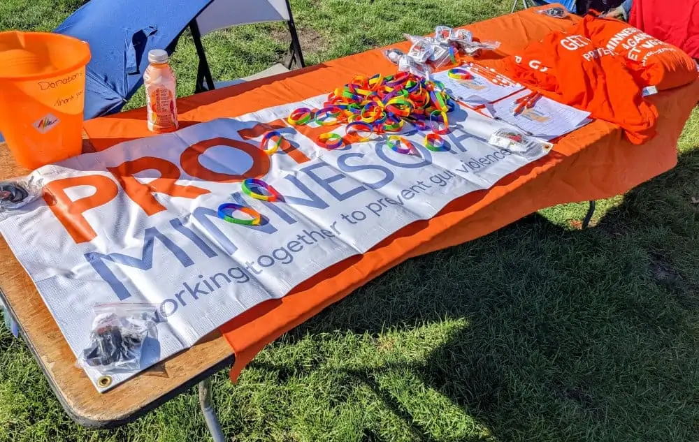 A picture of a table holding information about Protect Minnesota.