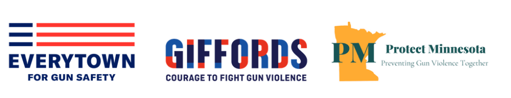 Logos of Everytown, Giffords, and Protect Minnesota.